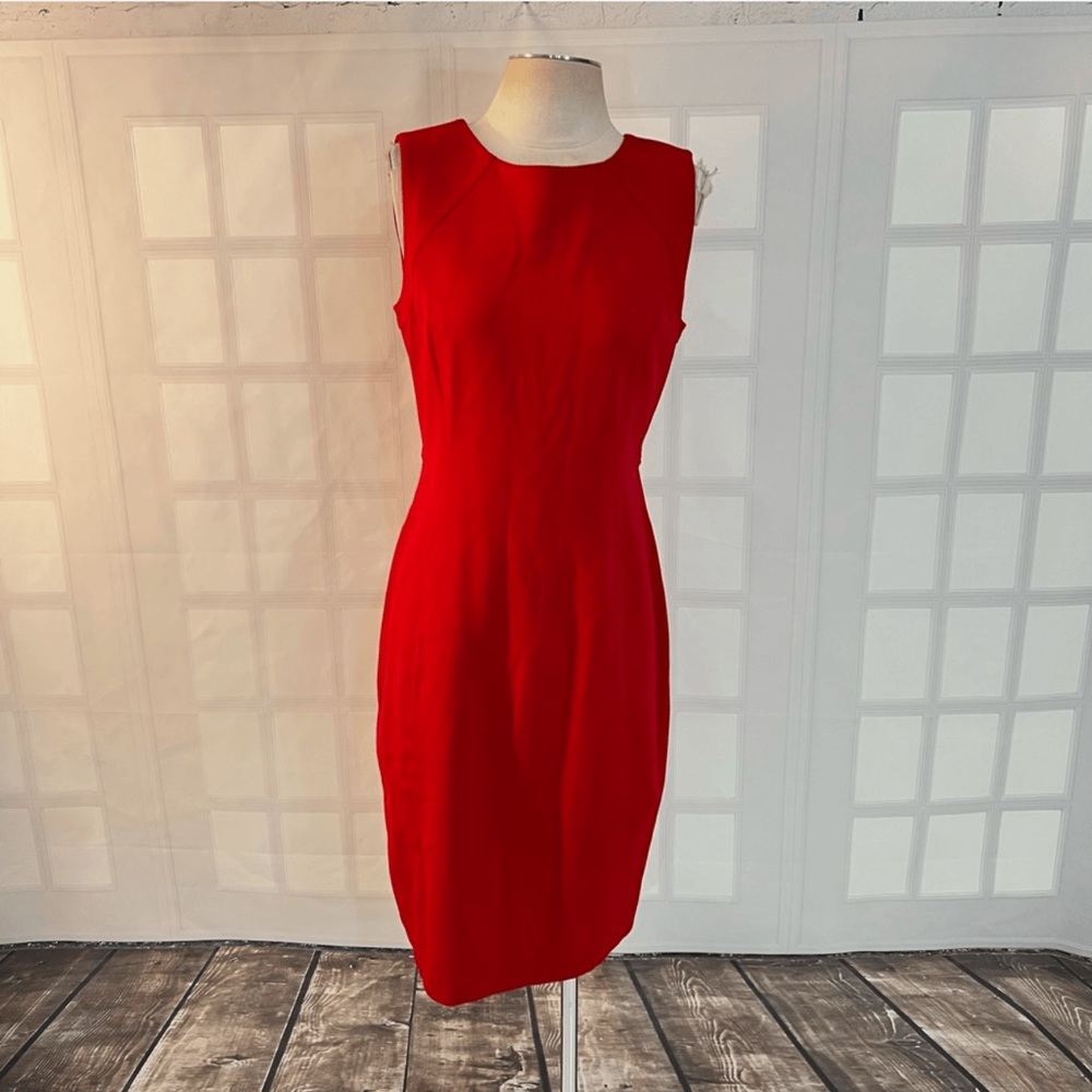 Talbots Red Sheath Dress Size 4 Sleeveless Career Cocktail Classic